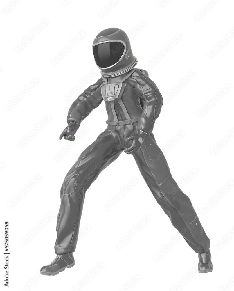 astronaut girl is in discover pose