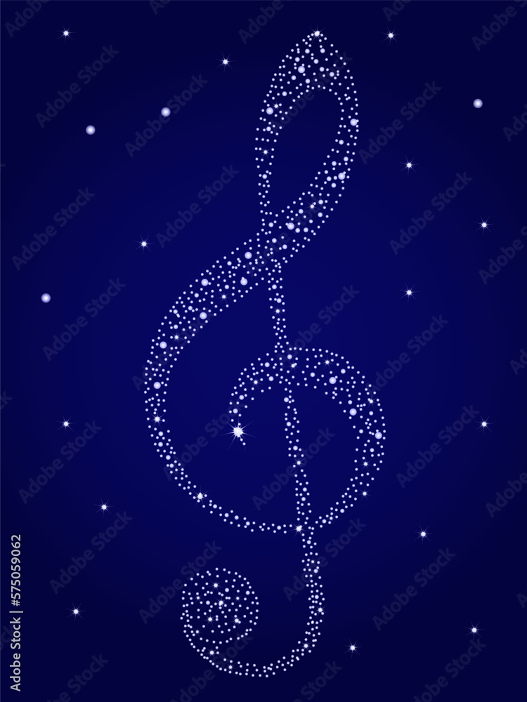 Musical background with clef glow, shiny, twinkling stars. Musical background with clef glow, shiny, twinkling stars.