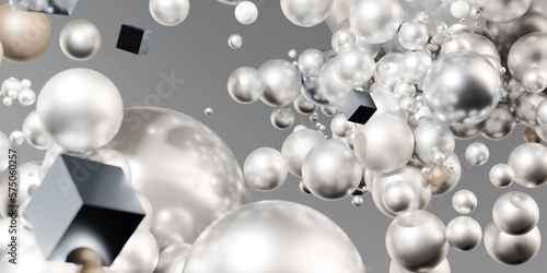 abstract ball background Glass balls and pearls 3D illustration