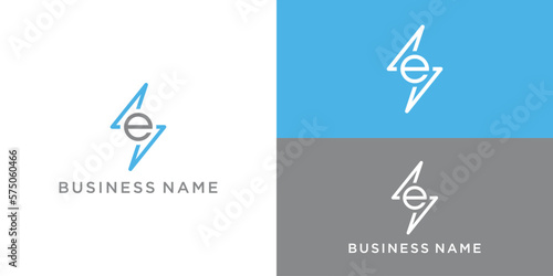 Modern letter E lightning logo design, electric power symbol, dynamic branding, technology emblem, minimalist monogram, corporate identity