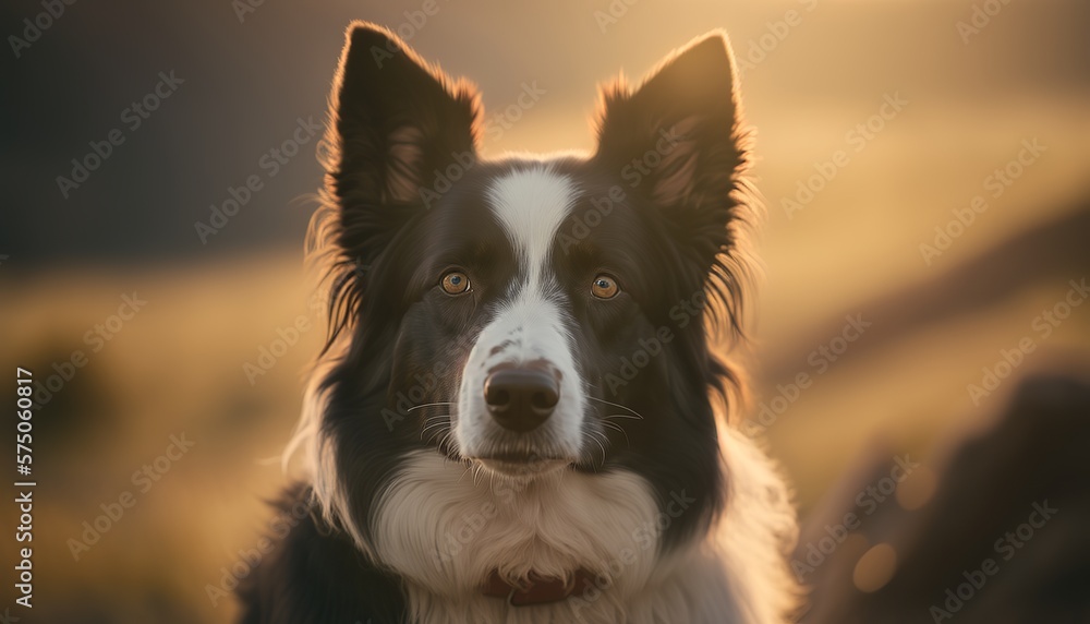 Cute Border Collie dog portrait, generative ai