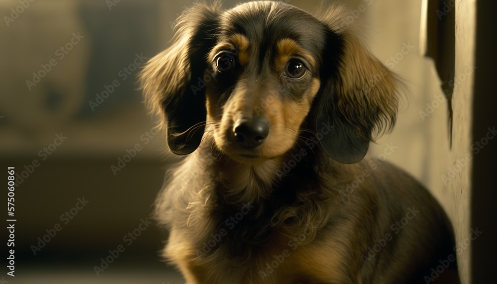 Cute Dachshund dog portrait, generative ai