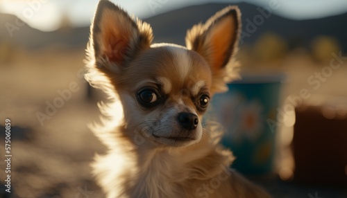 Cute Chihuahua dog portrait  generative ai