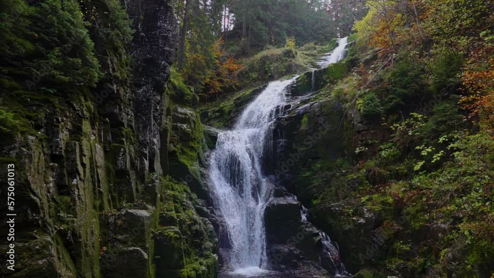 big waterfall in the forest in szklarska poręba poland big waterfall in the forest in szklarska poręba poland