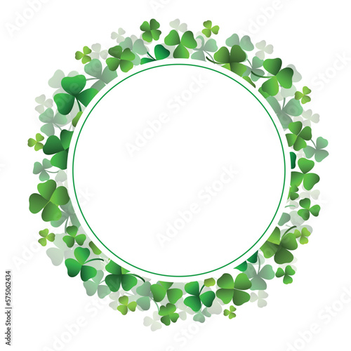 Saint Patricks clover circle frame. Vector colorful illustration