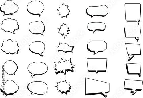 シンプルな影付き吹き出しセット