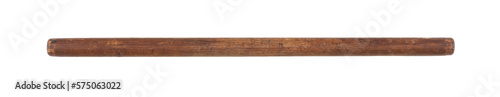 old straight wooden stick isolated on white background
