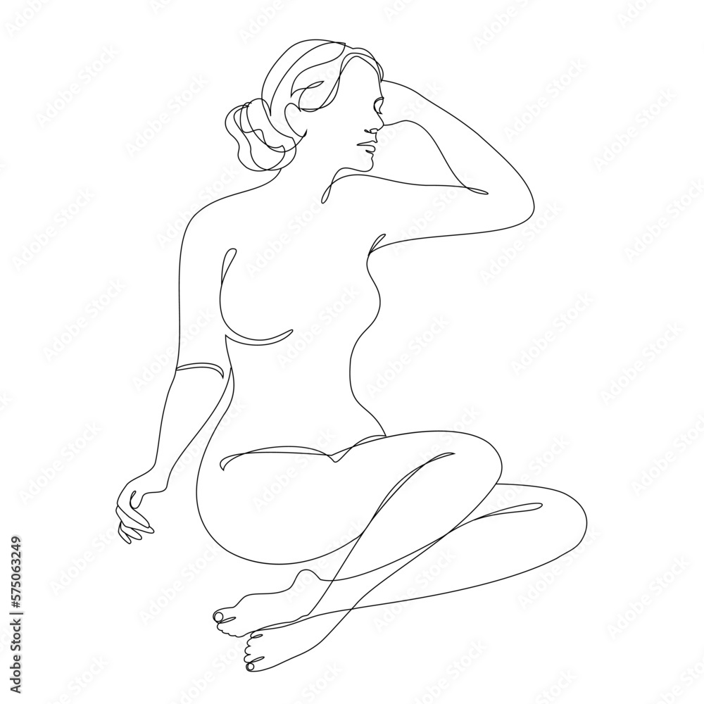 Silhouettes of a girl in a modern one line style. Continuous lady line drawing, aesthetic outline for home decor, posters, wall art, stickers, logo. Vector illustration.