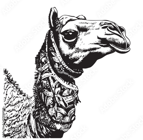Camel head hand drawn sketch Vector illustration
