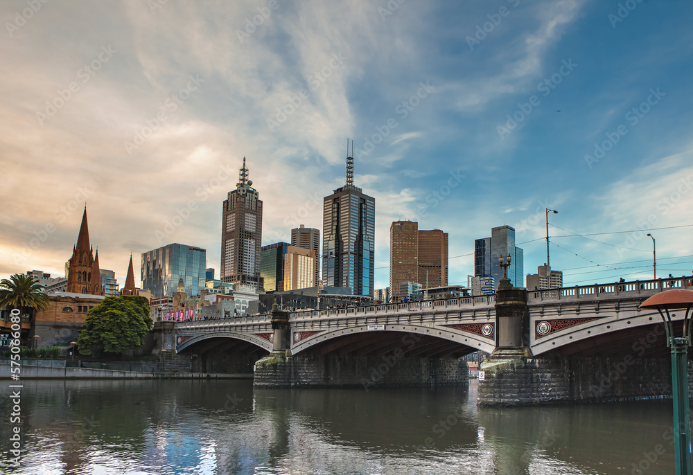 Obraz premium Melbourne river bridge landscape