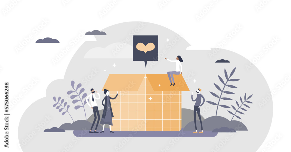 Charity donation gift and social aid support community tiny persons concept, transparent background. Symbolic philanthropy scene with voluntary activity for public good illustration.