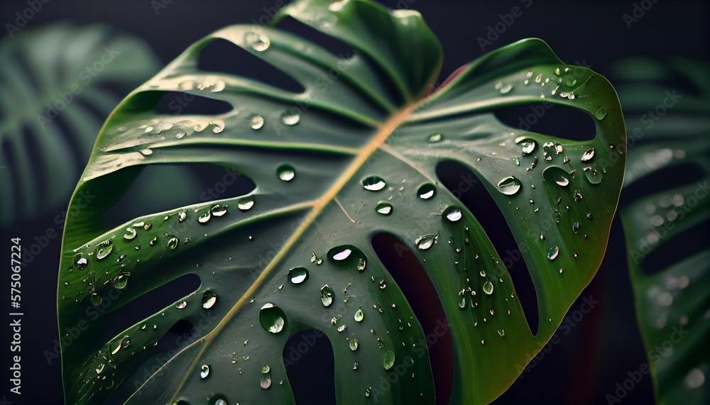 Fototapeta premium Monstera leaves / Philodendron leaves. Tropical plants. Generative AI, Generative, AI