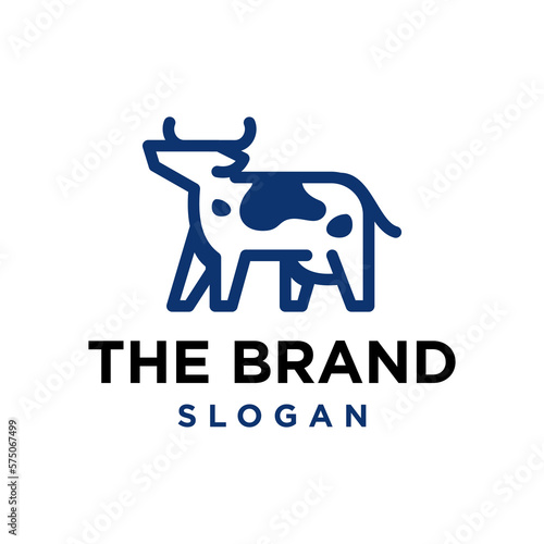 Cow icon logo vector design, modern logo pictogram design of farm animal agricultural in line style