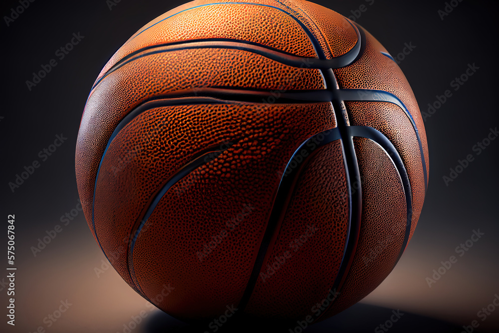 Fototapeta premium Basketball close-up on studio background. Generative Ai