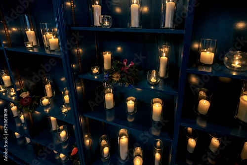 Blue Wall of Candles