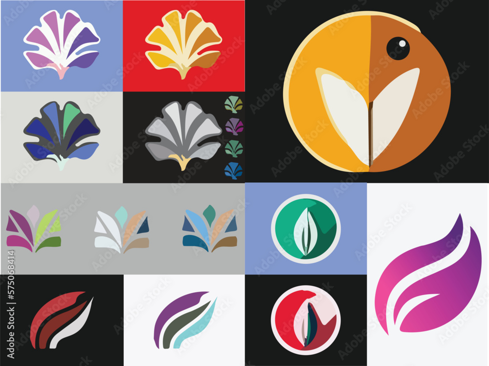 set of logos with different colours and vector shapes customizable
