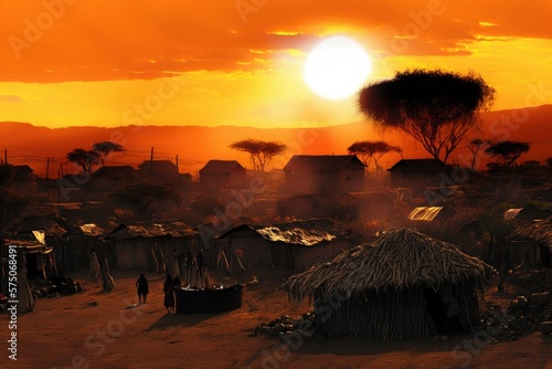 Masai tribe in the African Savannah. Generative AI. photo