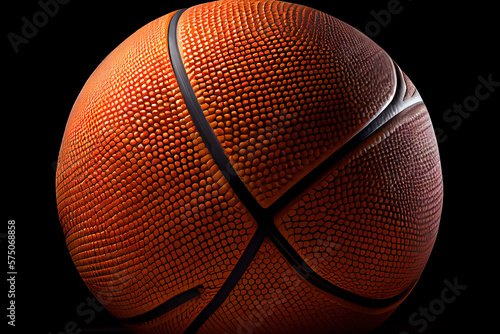 Basketball close-up on black background. Generative Ai © Mukhlesur
