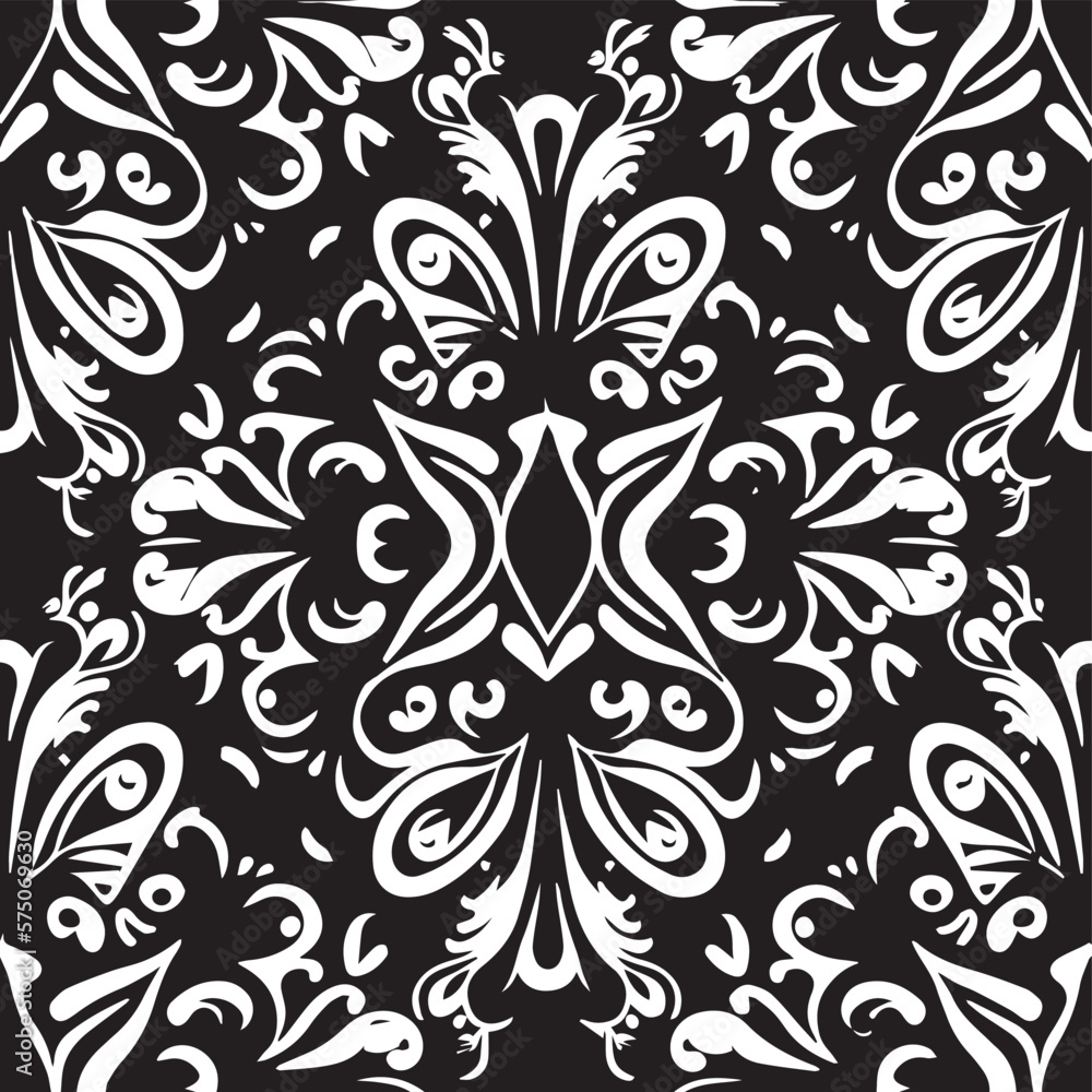 Fototapeta premium Decorate your special occasion with this artistic vintage banner featuring ornate floral swirls and elegant foliage. The black and white design adds a touch of classic style, while the luxury shape