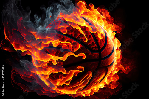 basketball on flames. Generative Ai