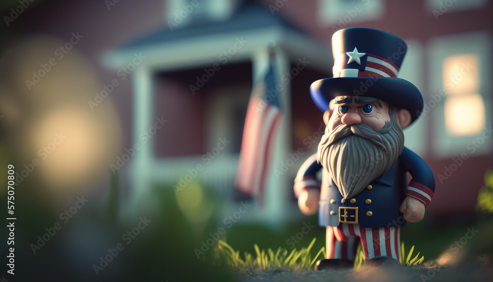 Obraz premium Cute Uncle Sam gnome character — Generative AI