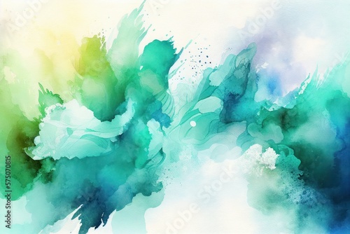Blue  Green Watercolor Background  Abstract Artistic background  Generative AI