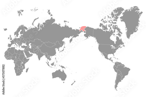 Chukchi sea on the world map. Vector illustration.