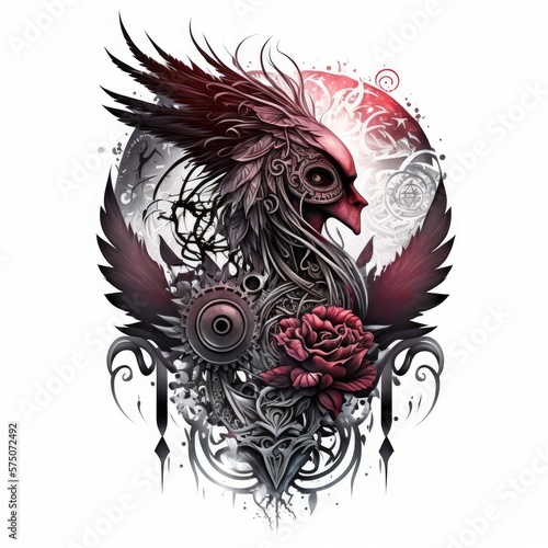 Wallpaper Mural ready to print sleeve tattoo white background - generative ai Torontodigital.ca