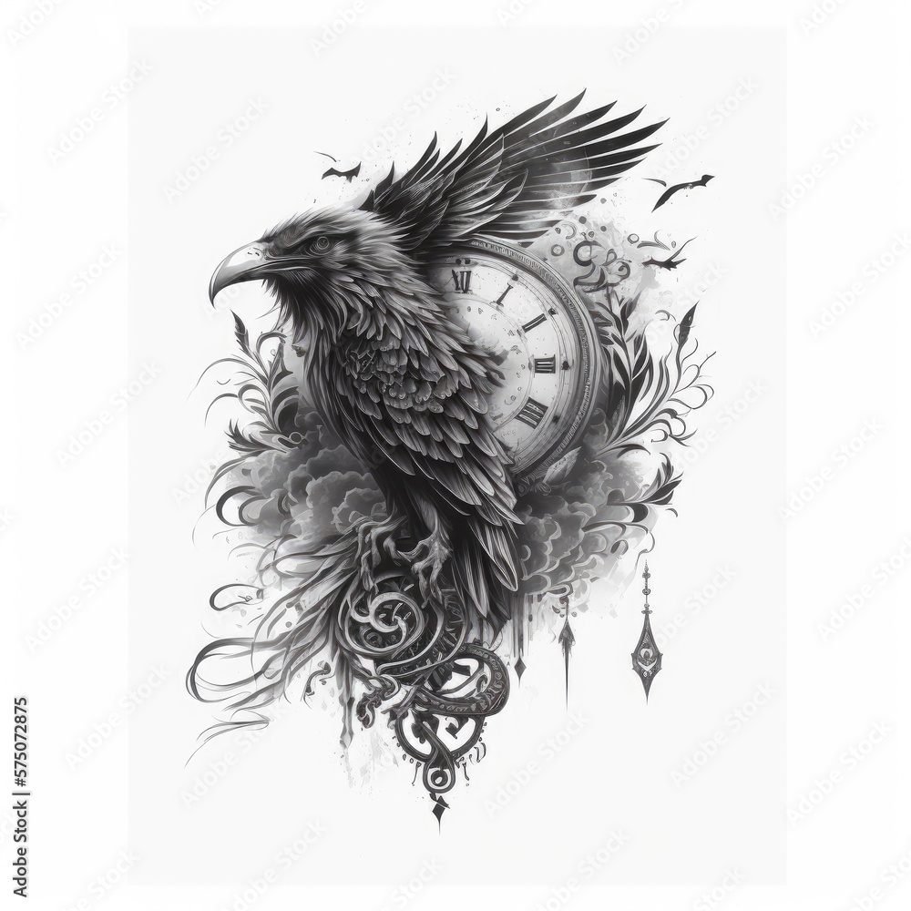 ready to print sleeve tattoo white background - generative ai Stock ...