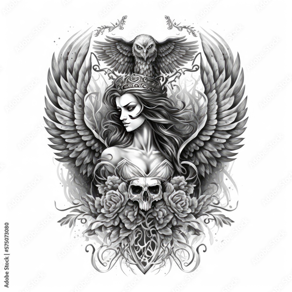 ready to print sleeve tattoo white background - generative ai Stock ...
