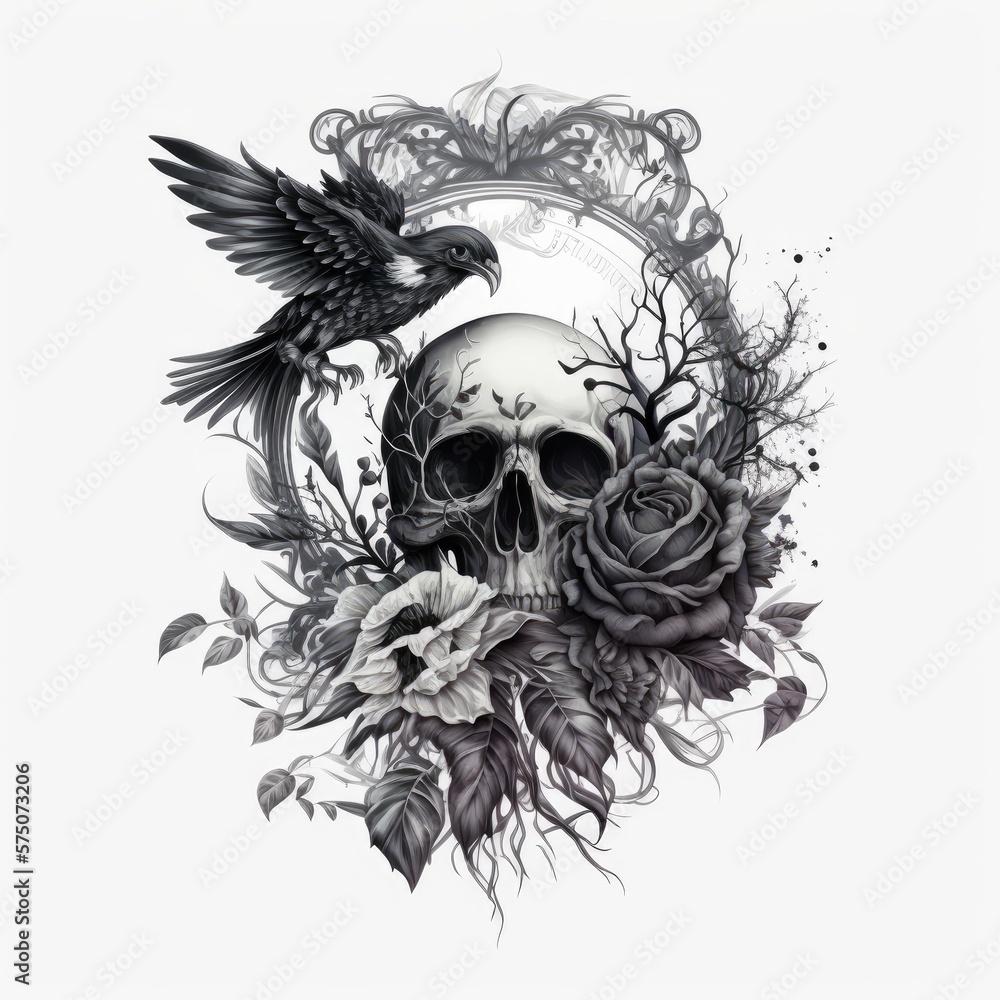 Fototapeta premium ready to print sleeve tattoo white background - generative ai