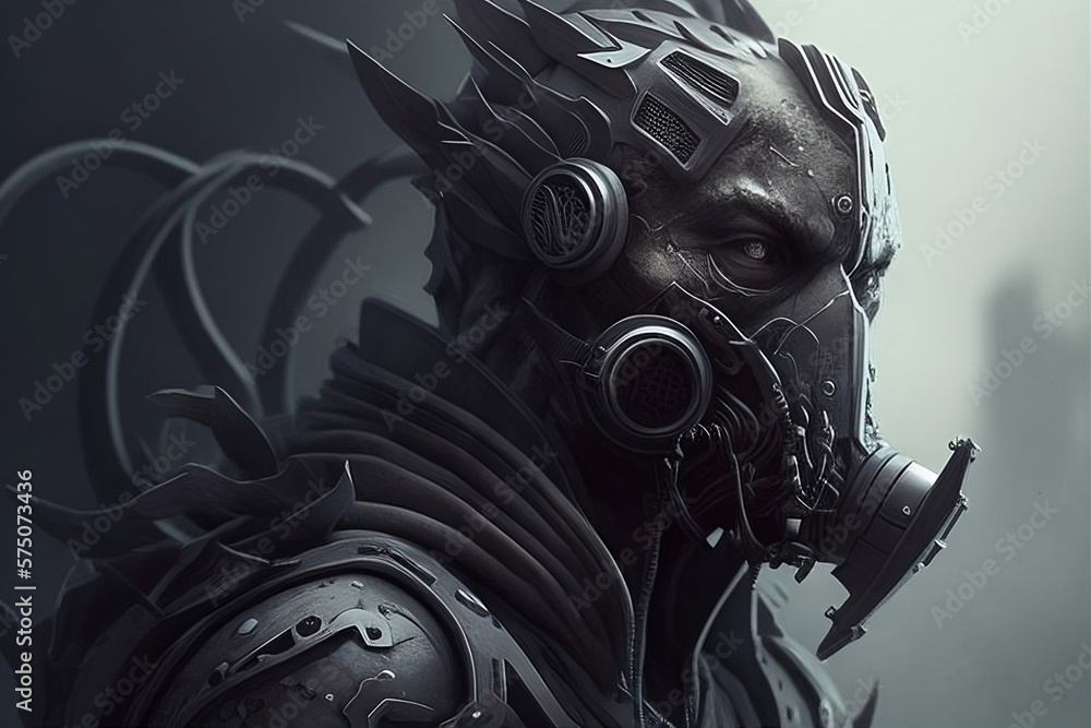 mutant cyborg in a gas mask, generative ai mutant cyborg in a gas mask, generative ai