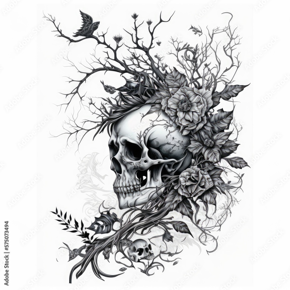 Fototapeta premium ready to print sleeve tattoo white background - generative ai