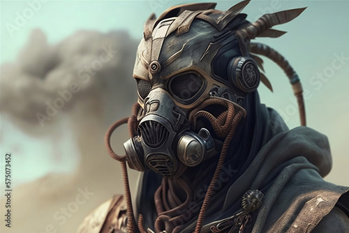 mutant cyborg in a gas mask, generative ai