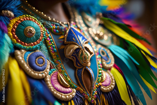 Wallpaper Mural A close-up of intricate colorful carnival costume details, with shiny colors and textures, AI generated illustration Torontodigital.ca