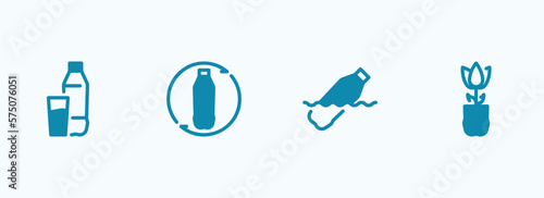 Simple vector icon on a theme plastic bottles, recycling and use