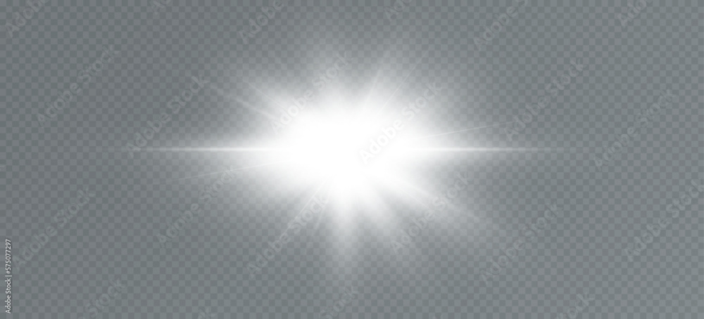 Light effect. Bright Star. Light explodes on a transparent background. Bright sun. Light effect. Bright Star. Light explodes on a transparent background. Bright sun.