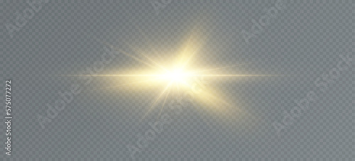 Golden particles of light. Golden light. Light flare.Stars isolated on transparent background.