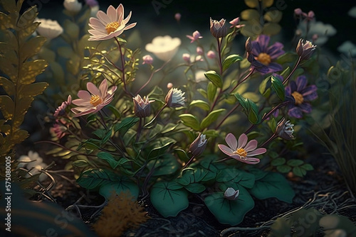 Flowers in the forest  made with Generative AI