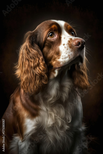 Cocker spaniel dog over a dark background © Gribanov