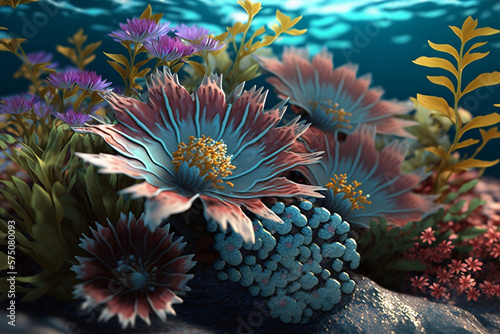 Flower in the aquarium, made with Generative AI © PIRMYN