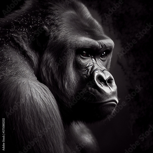 Gorilla Portrait Black and White © Fabrizio