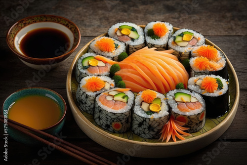 Delicious sushi rolls,