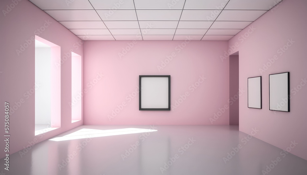 Museum Galerie Leerer Rosa Raum Zeitgenössisch Contemporary Mock Up Digital Art Hintergrund Generative AI 3D Bildpräsentation Kunstausstellung Museum Galerie Leerer Rosa Raum Zeitgenössisch Contemporary Mock Up Digital Art Hintergrund Generative AI 3D Bildpräsentation Kunstausstellung