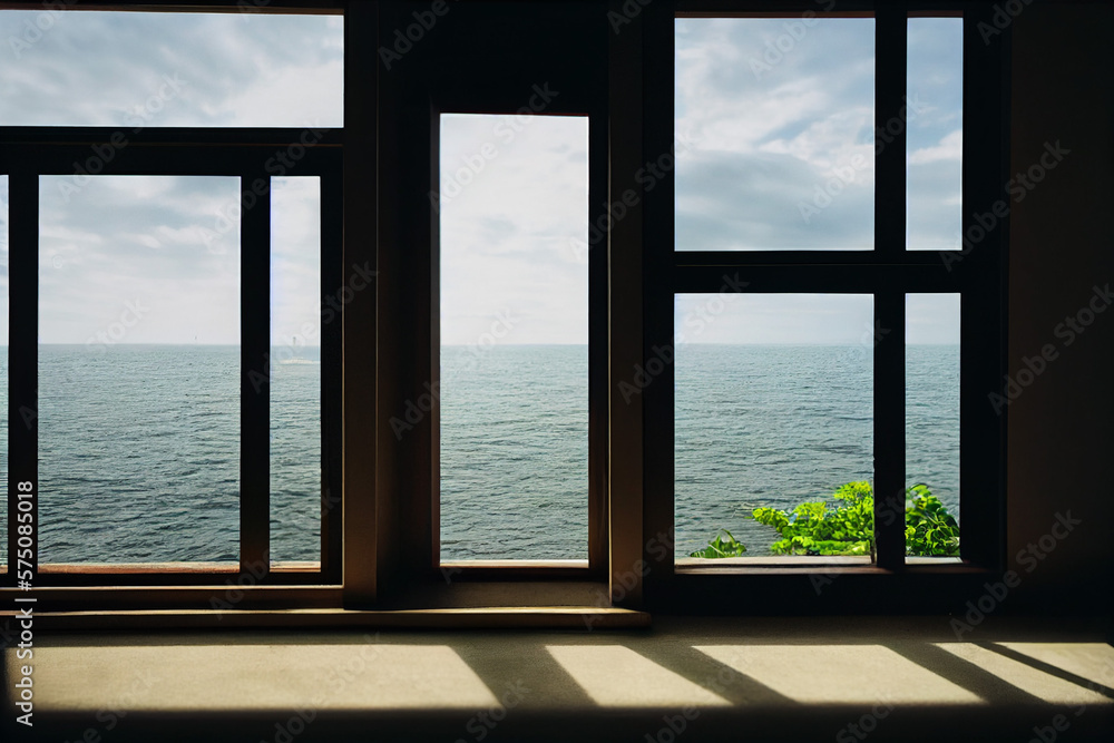 Beautiful expensive mansion with ocean view at sunrise Generative AI Beautiful expensive mansion with ocean view at sunrise Generative AI