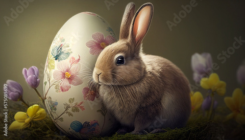 easter bunny with eggs photo