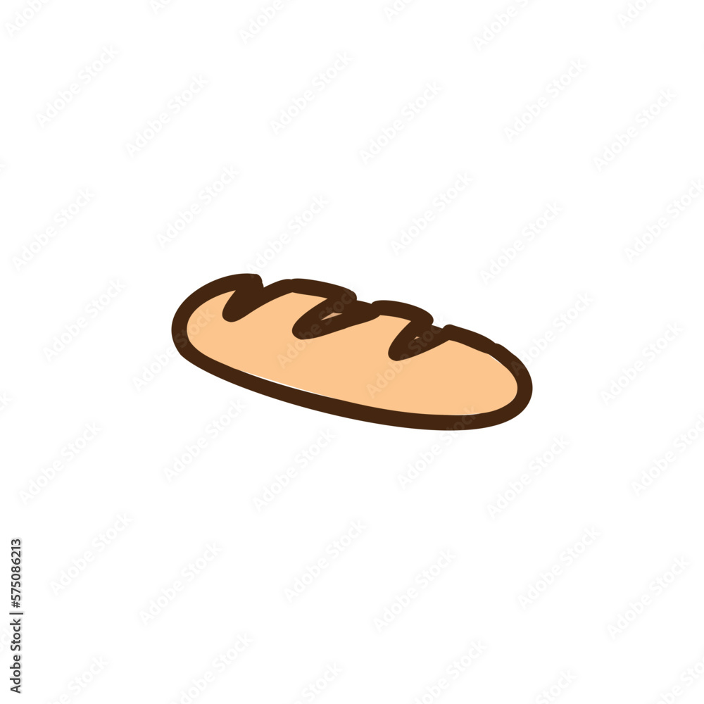 Loaf. Bun hand drawn illustration. Pastry for menu design, cafe decoration. Vector cartoon illustration.