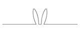easter bunny ears one line art, rabbit lineart, black line vector illustration, editable stroke, horizontal design element, osterhase, osterhasenohren
