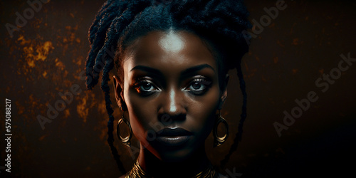 Beautiful strong black woman with nice background Generative AI