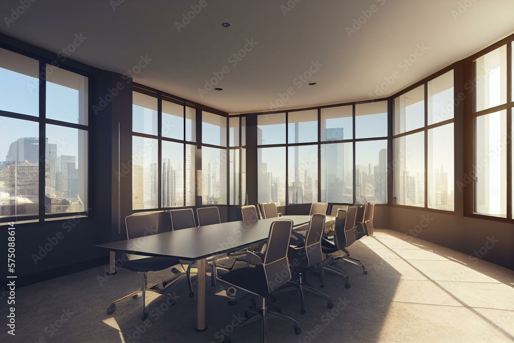 Illustration of High-End Glass Meeting Room Design Penthouse
